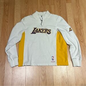 Reebok Lakers White and Gold Men's Zip Up Sweater